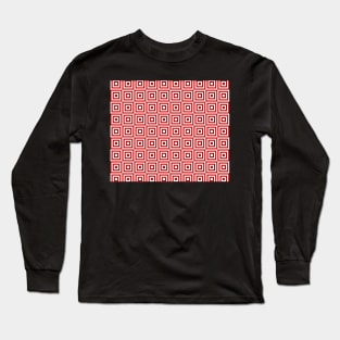 Red and White geometric squares pattern Long Sleeve T-Shirt